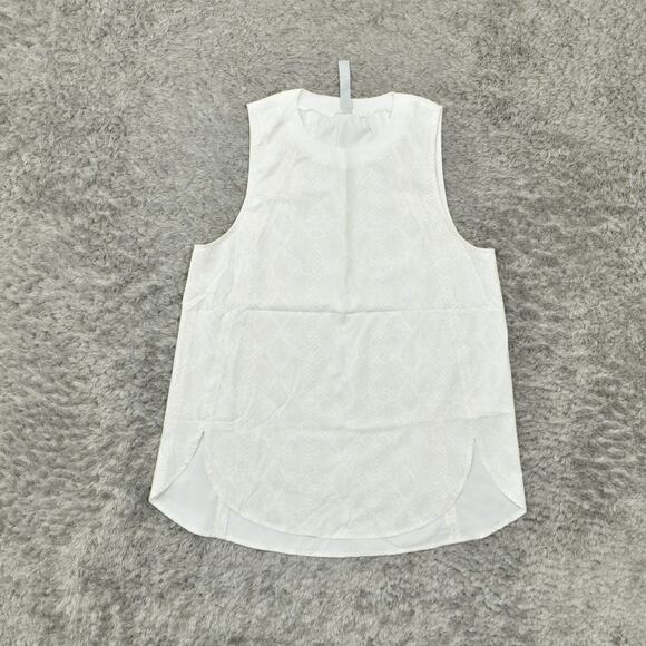 Athleta Women's Size XS Blouse Top Sleeveless Beige Animal Print Polyester Round - Picture 2 of 8